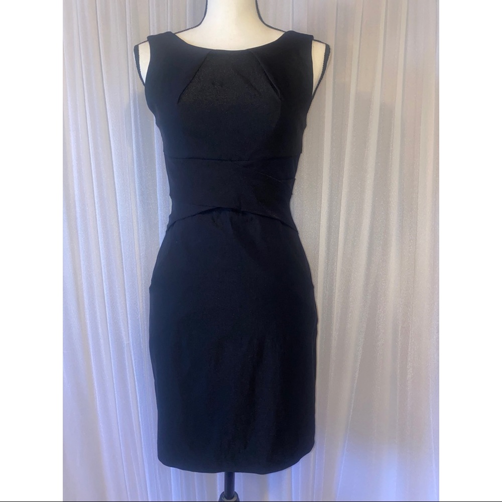 Teeze Me Black Bodycon Midi Dress Size 3 Juniors Pockets Cocktail LBD